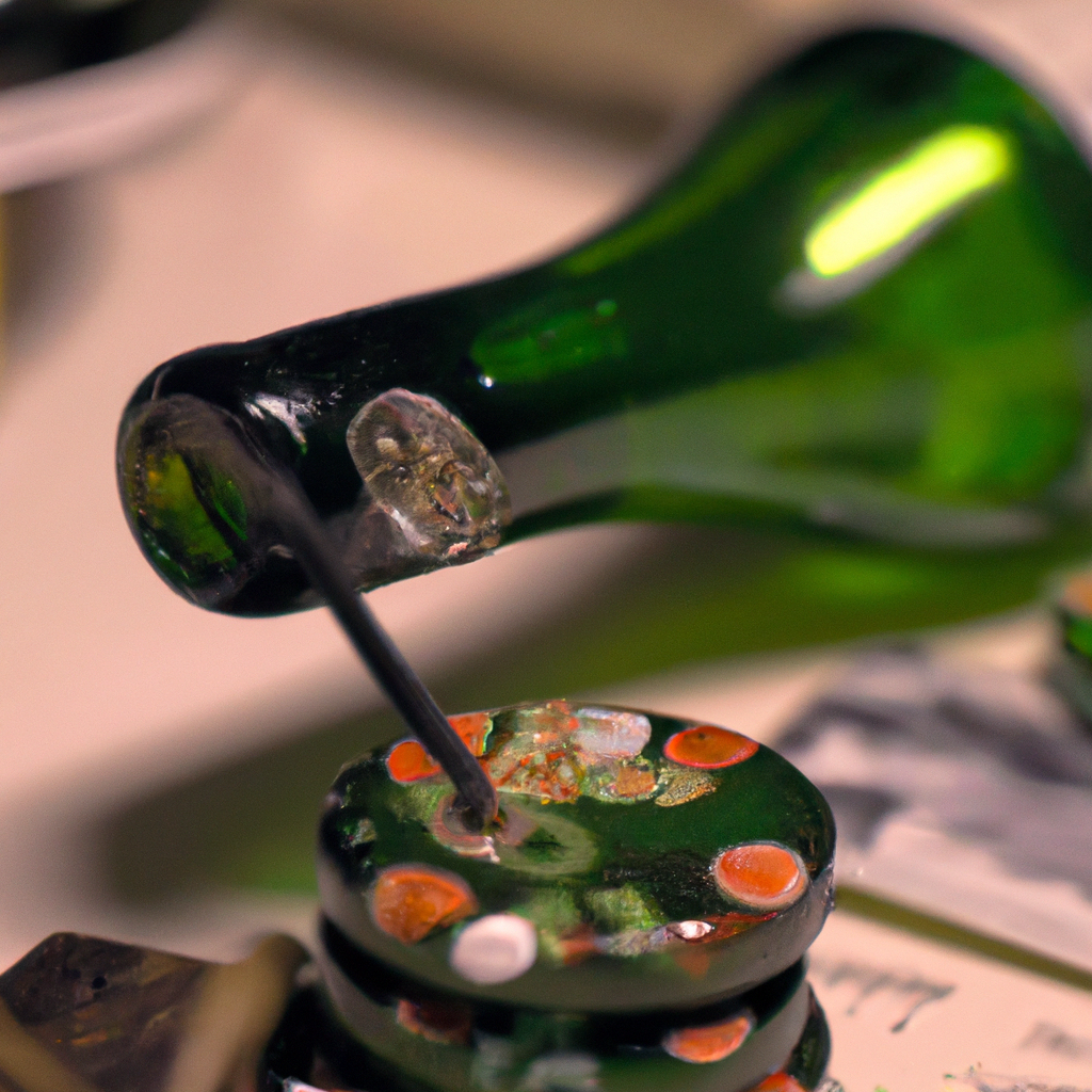 What is the process involved in creating recycled wine bottle label jewelry?