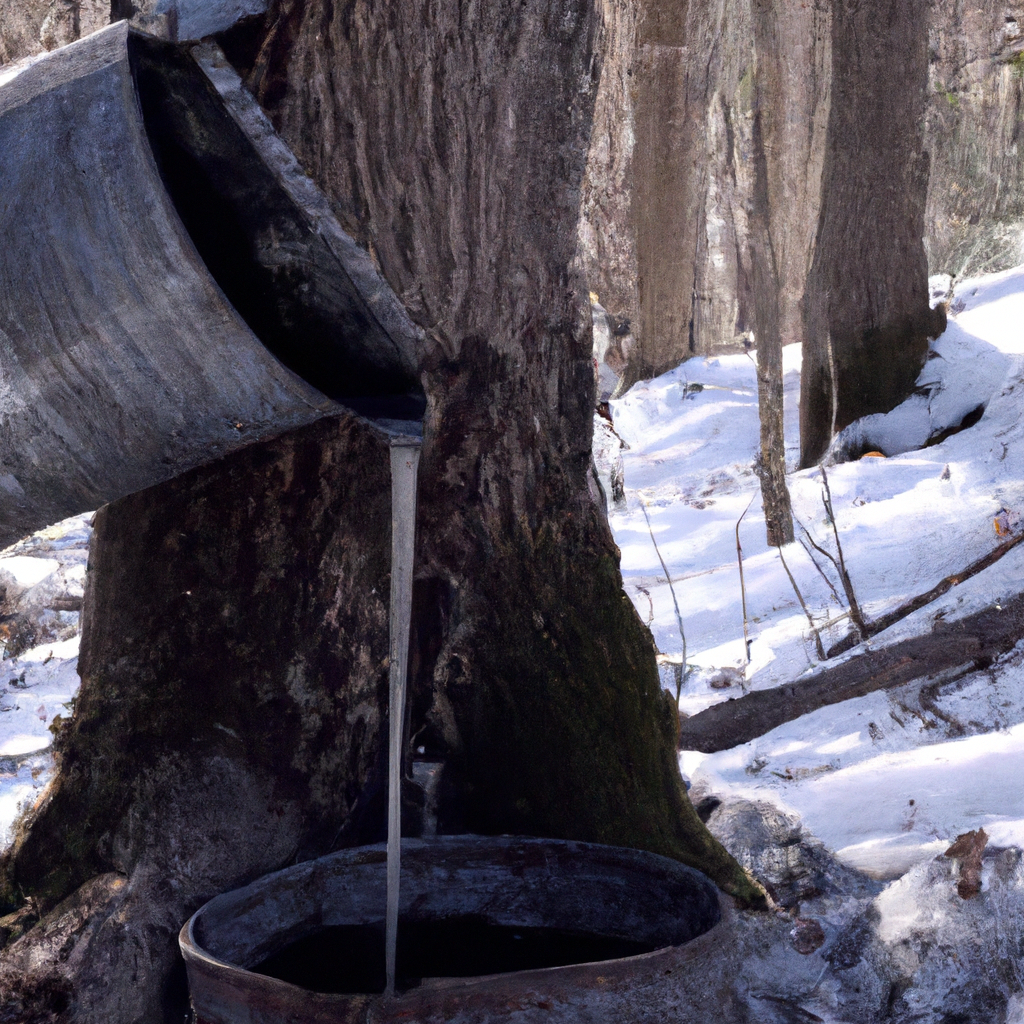 How is maple syrup collected from trees?