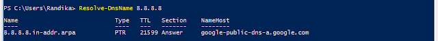 PowerShell command for NSLookup