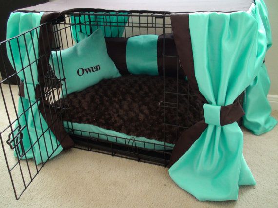 dog crate nicely decorated
