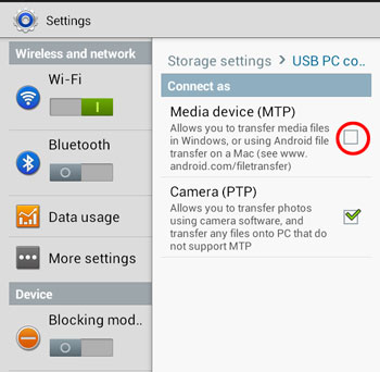 Samsung Galaxy not recognized as USB Storage Problems