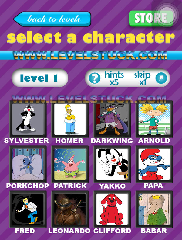 QuizCraze Characters Answers &ndash; Tv Cartoon Level 1 2 3 4 5